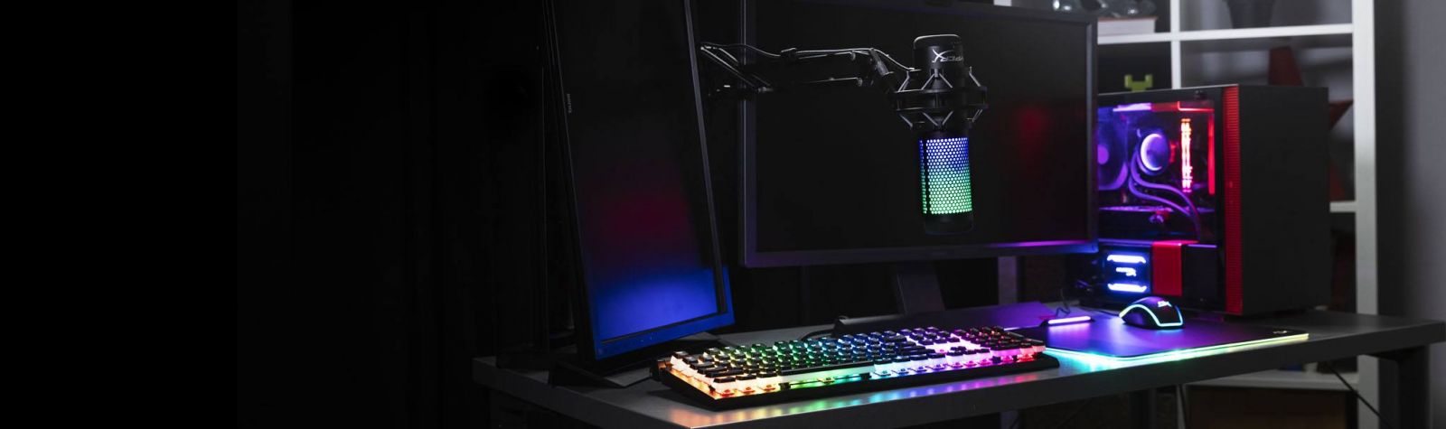 Микрофон Kingston HyperX QuadCast S (HMIQ1S-XX-RG/G), 3m кабел, AUX, USB, RGB подсветка, с поставка, черен - характеристика 2