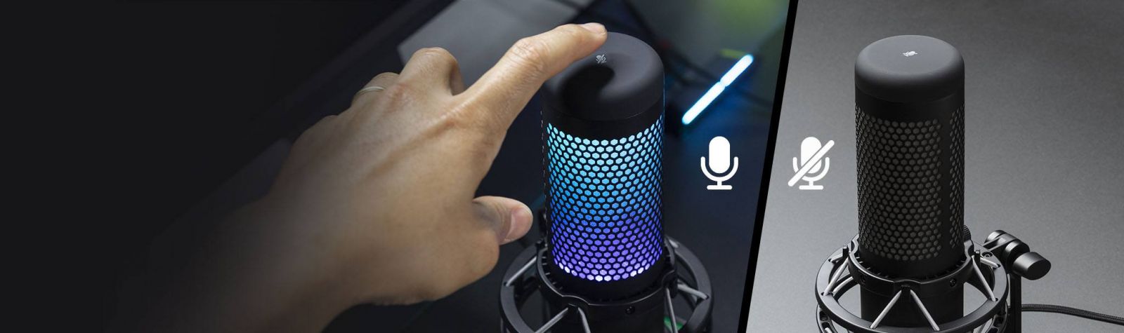Микрофон Kingston HyperX QuadCast S (HMIQ1S-XX-RG/G), 3m кабел, AUX, USB, RGB подсветка, с поставка, черен - характеристика 4