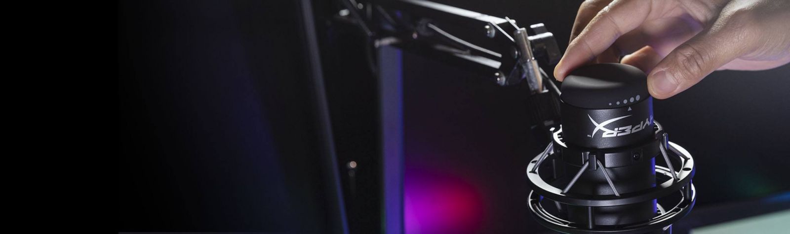 Микрофон Kingston HyperX QuadCast S (HMIQ1S-XX-RG/G), 3m кабел, AUX, USB, RGB подсветка, с поставка, черен - характеристика 6