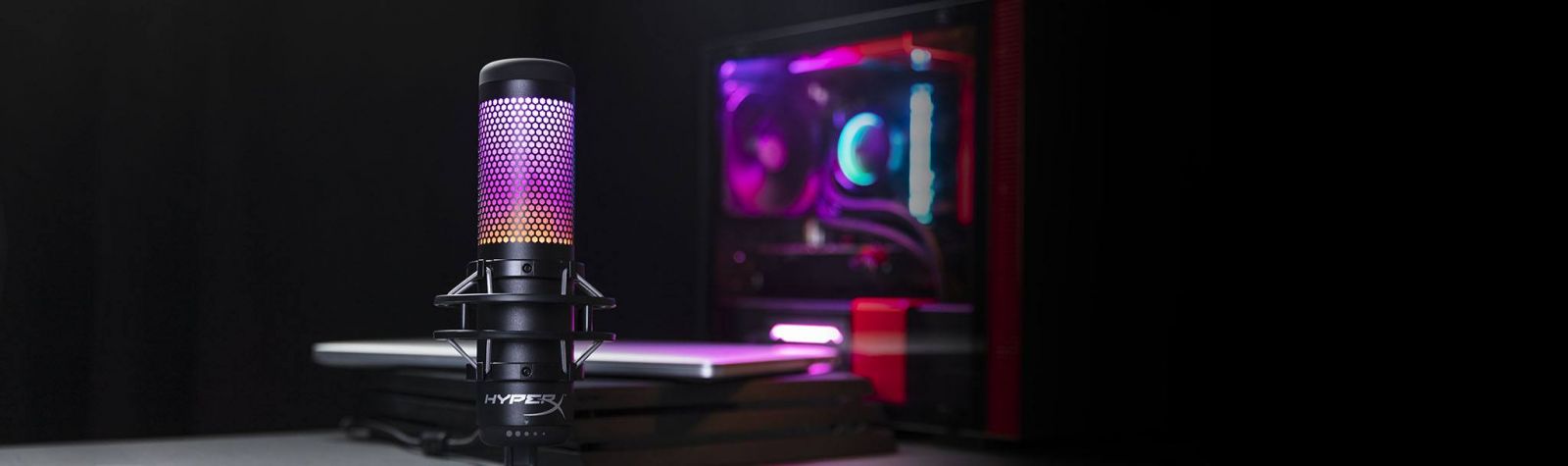 Микрофон Kingston HyperX QuadCast S (HMIQ1S-XX-RG/G), 3m кабел, AUX, USB, RGB подсветка, с поставка, черен - характеристика 7