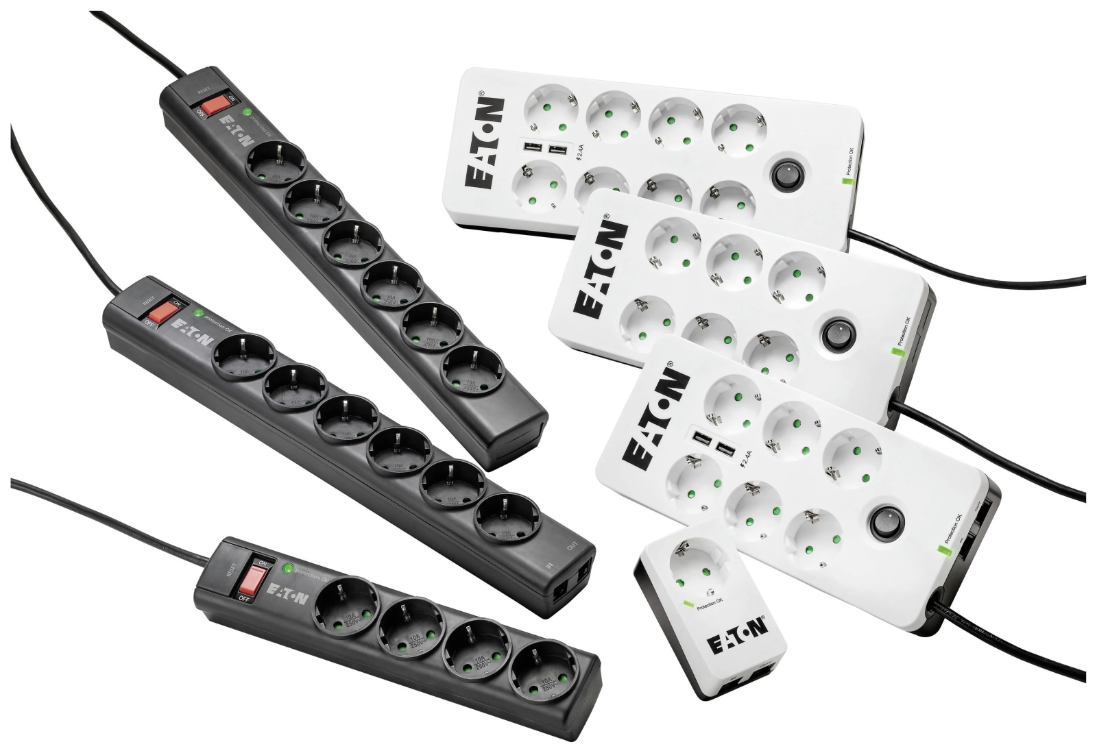 Разклонител Eaton Protection Strip 4 DIN, 4 гнезда, защита от пренапрежение, 1m, черен - характеристика 1