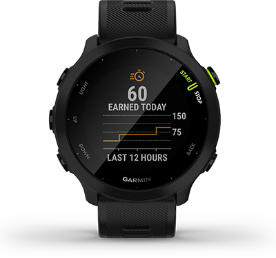 Смарт часовник Garmin Forerunner 55 Black, 1.04" (2.64 cm) MIP дисплей, до 14 дни живот на батерията, GPS, акселерометър, пулсомер, Connect IQ, хидратация, съвместим с Android и Apple устройства, черен - характеристика 14