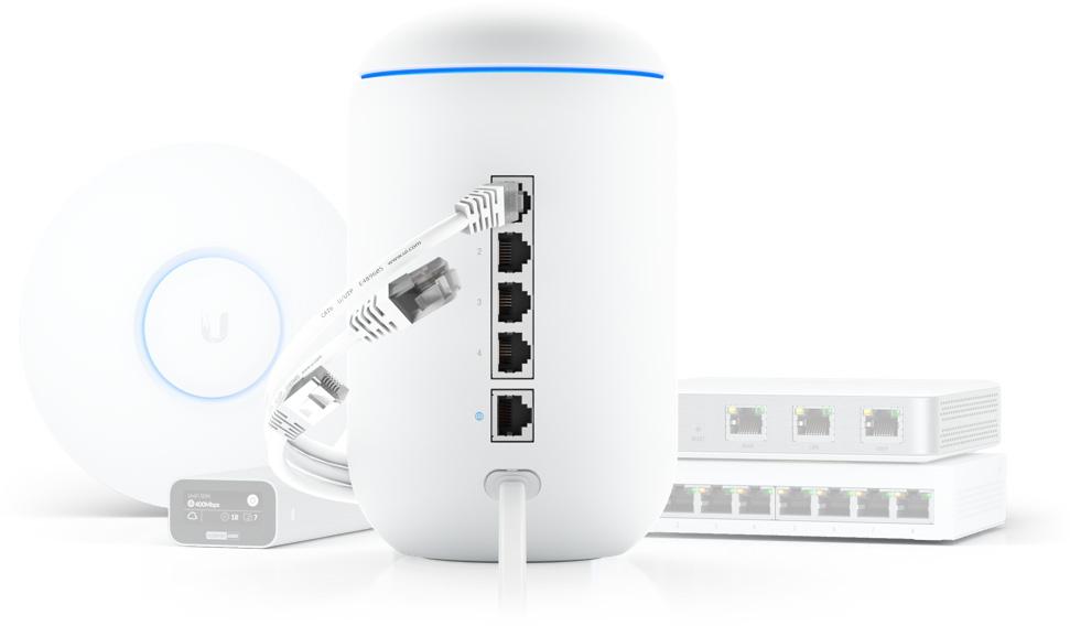 Рутер Ubiquiti UniFi Dream machine UDM, 2033Mbps, 2.4GHz(300Mbps)/ 5GHz(1733Mbps), Wireless AC, 4x LAN1000, 1x WAN1000, 1x вътрешна антена, VPN Server, UniFi Network Controller - характеристика 1