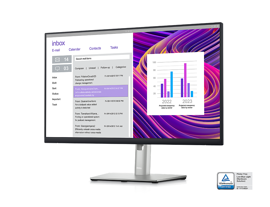 Монитор Dell P2423DE (210-BDDW), 23.8" (60.452 cm) IPS панел, Quad HD, 5ms, 300cd/m2, DisplayPort, HDMI, USB-C, LAN - характеристика 2