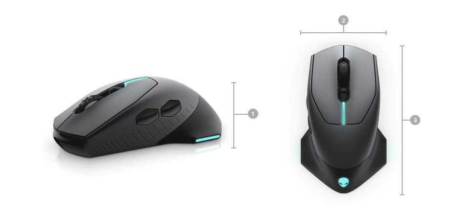 Мишка Dell Alienware 610M, оптична (16000 dpi), безжична/жична, USB, черна, гейминг - характеристика 4