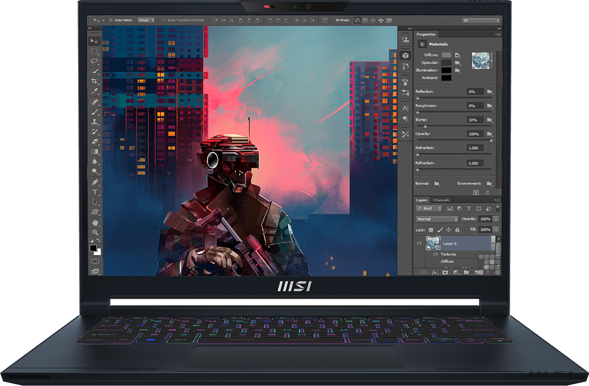 Лаптоп MSI Stealth 14 Studio A13VF (9S7-14K112-027)(син), четиринадесетядрен Intel Core i7-13700H 2.4/5GHz, 14" (35.56 cm) 240Hz QHD+ Anti-Glare Display & GF RTX 4060 8GB, (HDMI), 16GB DDR5, 1TB SSD, 1x Thunderbolt 4, No OS, 1.7kg - характеристика 3