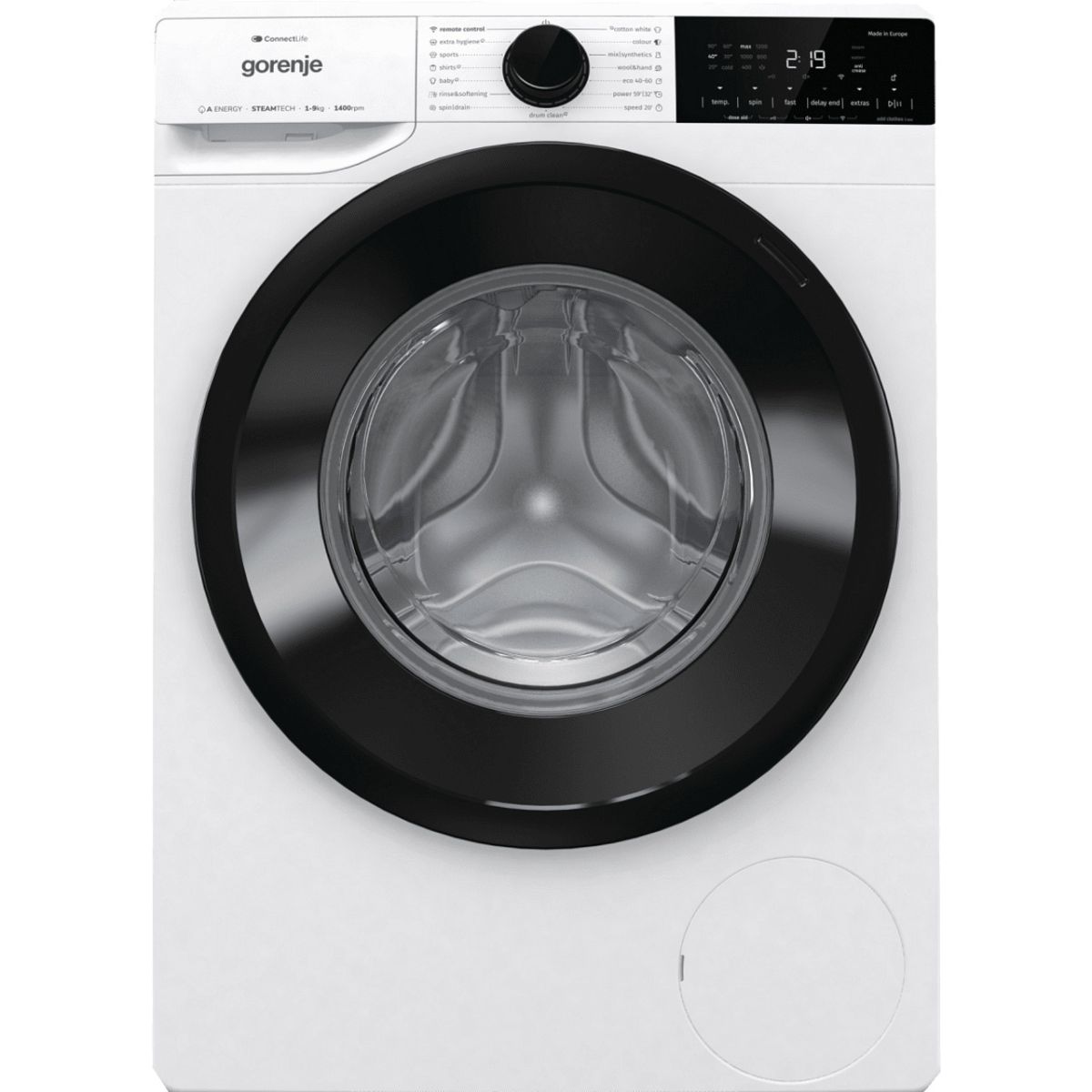 Перална машина Gorenje WNA94ARWIFI, клас A, 9 кг. капацитет, 1400 оборота в минута, 15 програми, свободностояща, 60 cm, бяла - характеристика 1