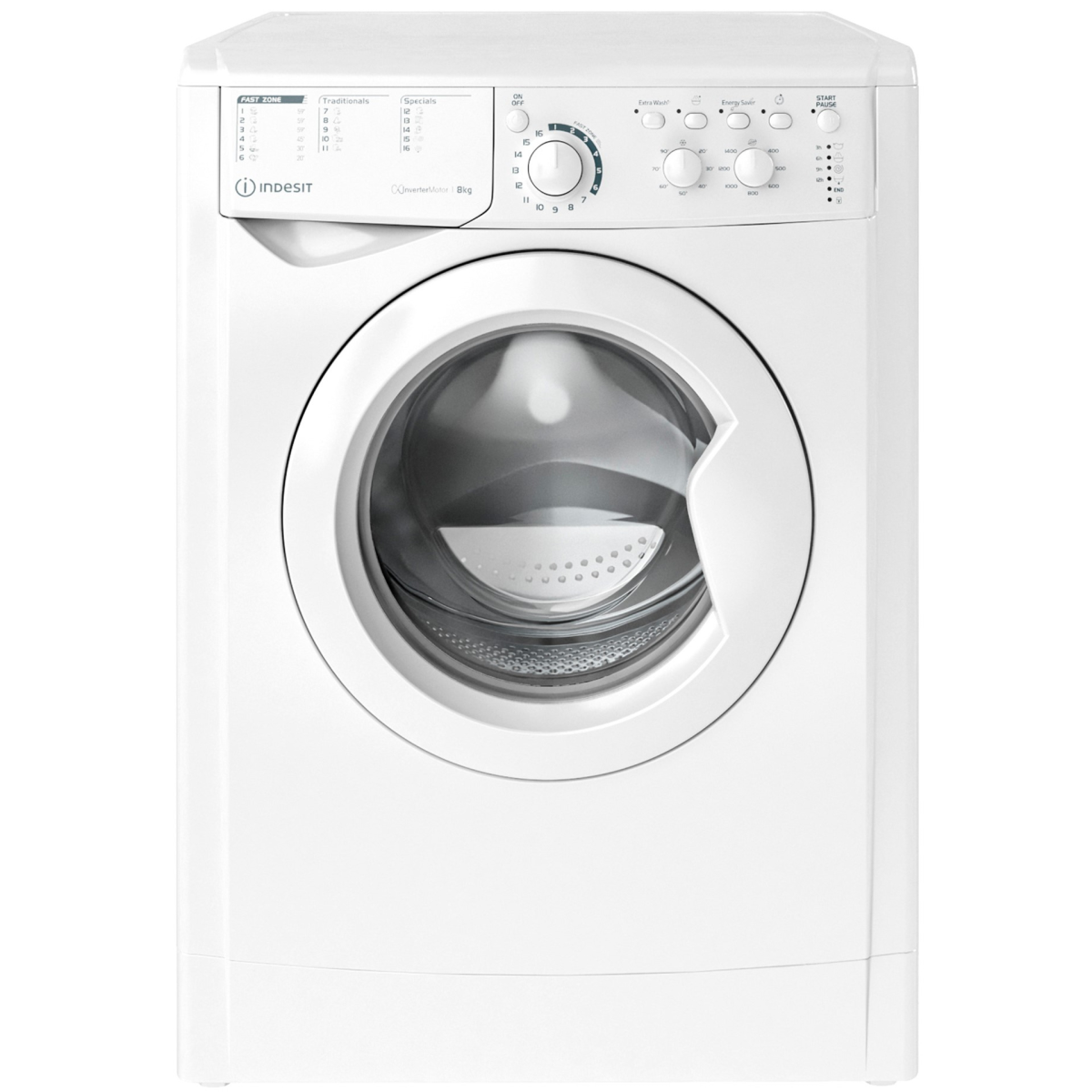 Перална машина Indesit EWC 81483 W EU, клас D, 8 кг. капацитет, 1400 оборота в минута, 16 програми, свободностояща, 60 cm, бяла - характеристика 1