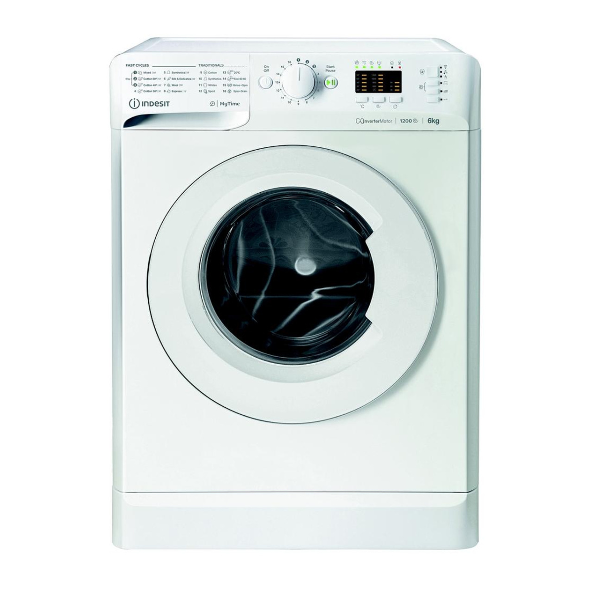 Перална машина Indesit MTWSA 61294 W EE, клас C, 6 кг. капацитет, 1200 оборота в минута, 16 програми, свободностояща, 60 cm, бяла - характеристика 1