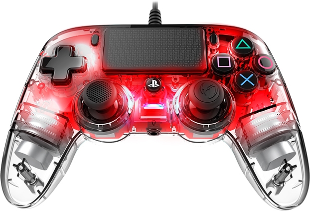 Геймпад Nacon Wired Illuminated Compact, за PS4, червена подсветка, прозрачен - характеристика 1