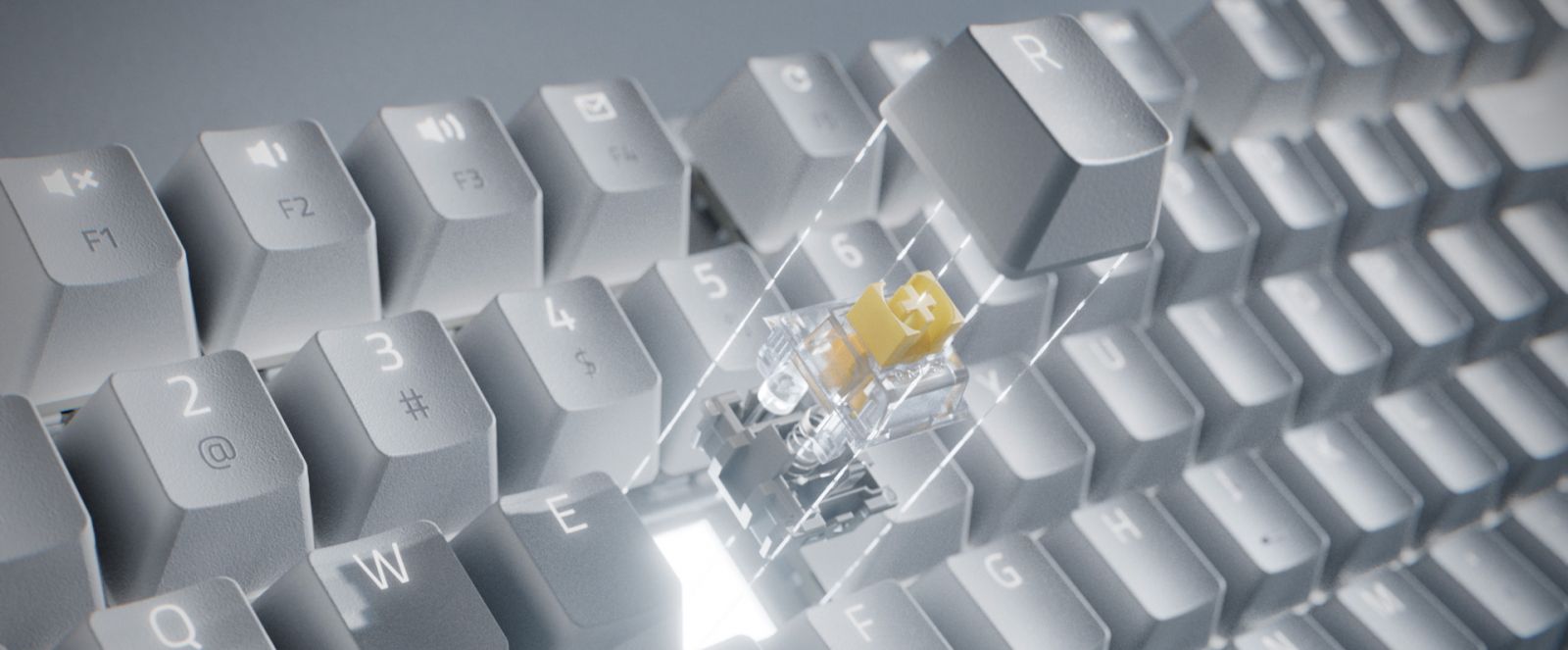 Клавиатура Razer Pro Type Ultra (RZ03-04110100-R3M1), гейминг, механична (Razer Yellow Mechanical Switch), подсветка, бяла - характеристика 2
