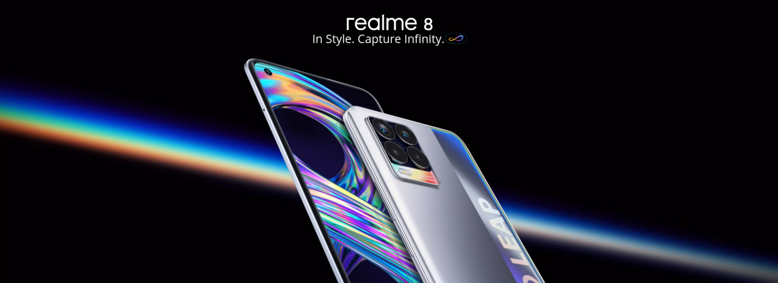 Смартфон Realme 8 Cyber Black (черен), поддържа 2 sim карти, 6.4" (16.26 cm) Super AMOLED дисплей, осемядрен Mediatek Helio G95 2x 2.05 GHz & 6x 2.0GHz, 6GB RAM, 128GB Flash памет (+ microSD слот), 64.0 + 8.0 + 2.0 + 2.0 & 16.0 Mpix камера, Android - характеристика 1