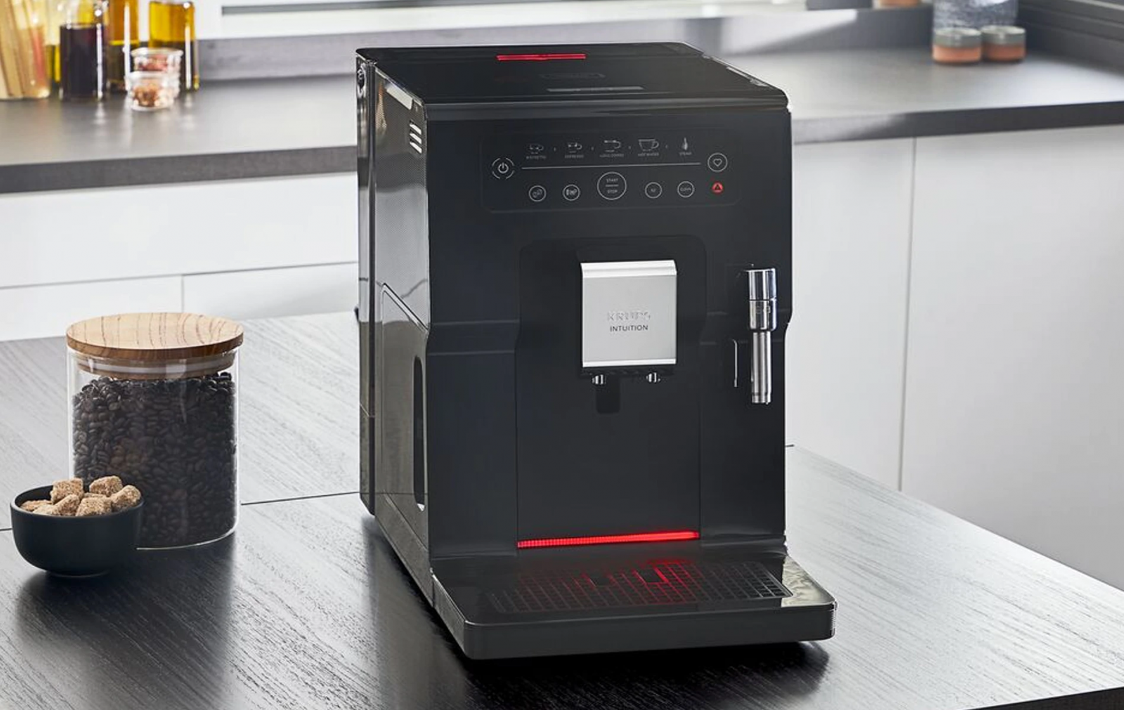 Кафеавтомат Krups Intuition Essential, 1450W, 15 bar, система Quattro Force, сензорно управление, черен - характеристика 1