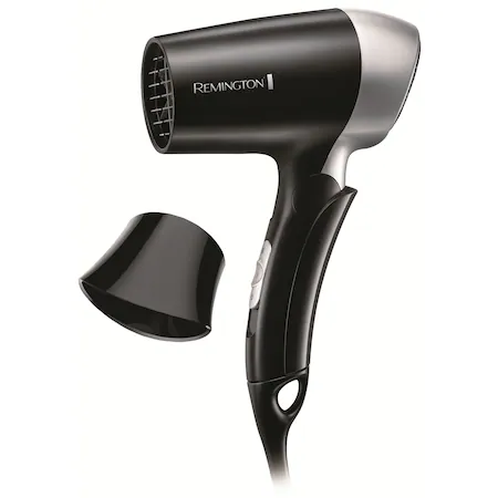 Сешоар Remington D2400 Travel, 2 скорости, 2 степени на температура, сгъваема дръжка, държач за окачване, 1400 W, черен - характеристика 1
