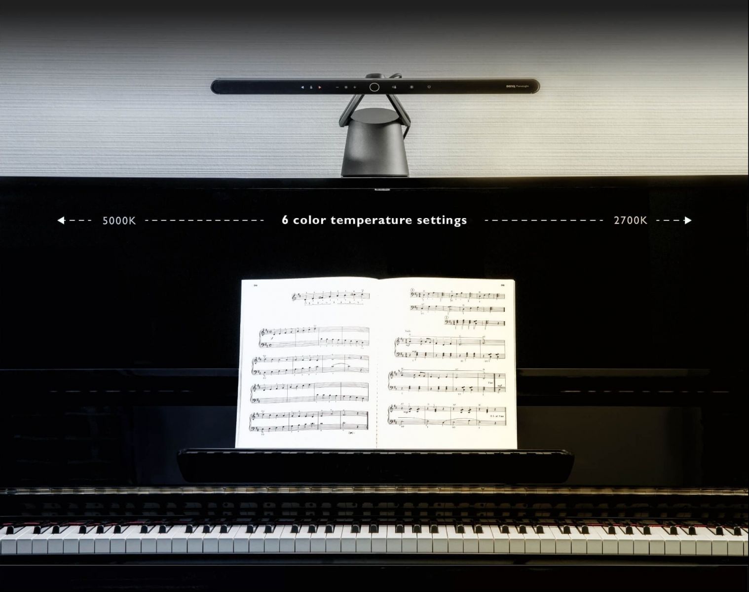 LED лампа BenQ PianoLight Black, настолна, 800lux, 2700~5000K, за пиано, черна - характеристика 4