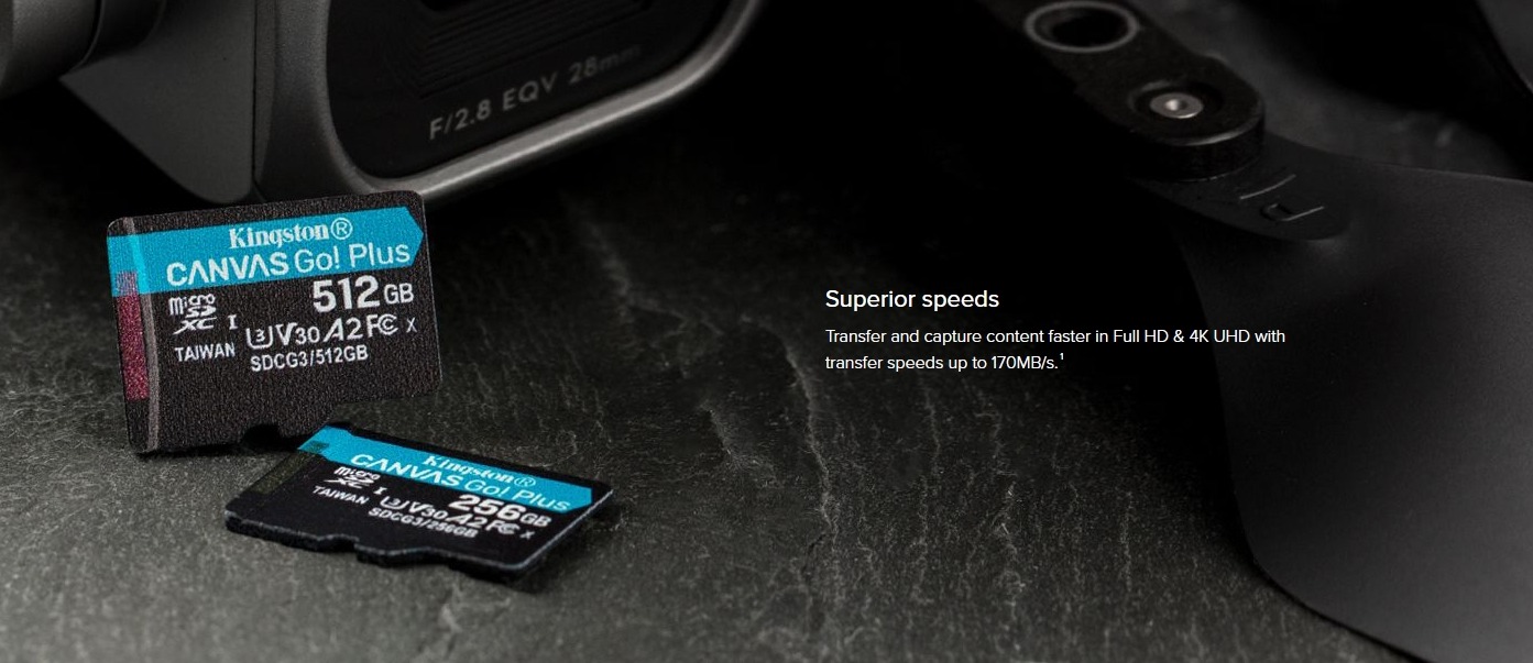 Карта памет 1TB MicroSDXC с адаптер, Kingston Canvas Go! Plus, Class 10 UHS-I, скорост на четене до 170MB/s, скорост на запис до 90 MB/s - характеристика 1 | Карти памет Карта памет 1TB MicroSDXC с адаптер, Kingston Canvas Go! Plus, Class 10 UHS-I, скорост на четене до 170MB/s, скорост на запис до 90 MB/s - характеристика 1