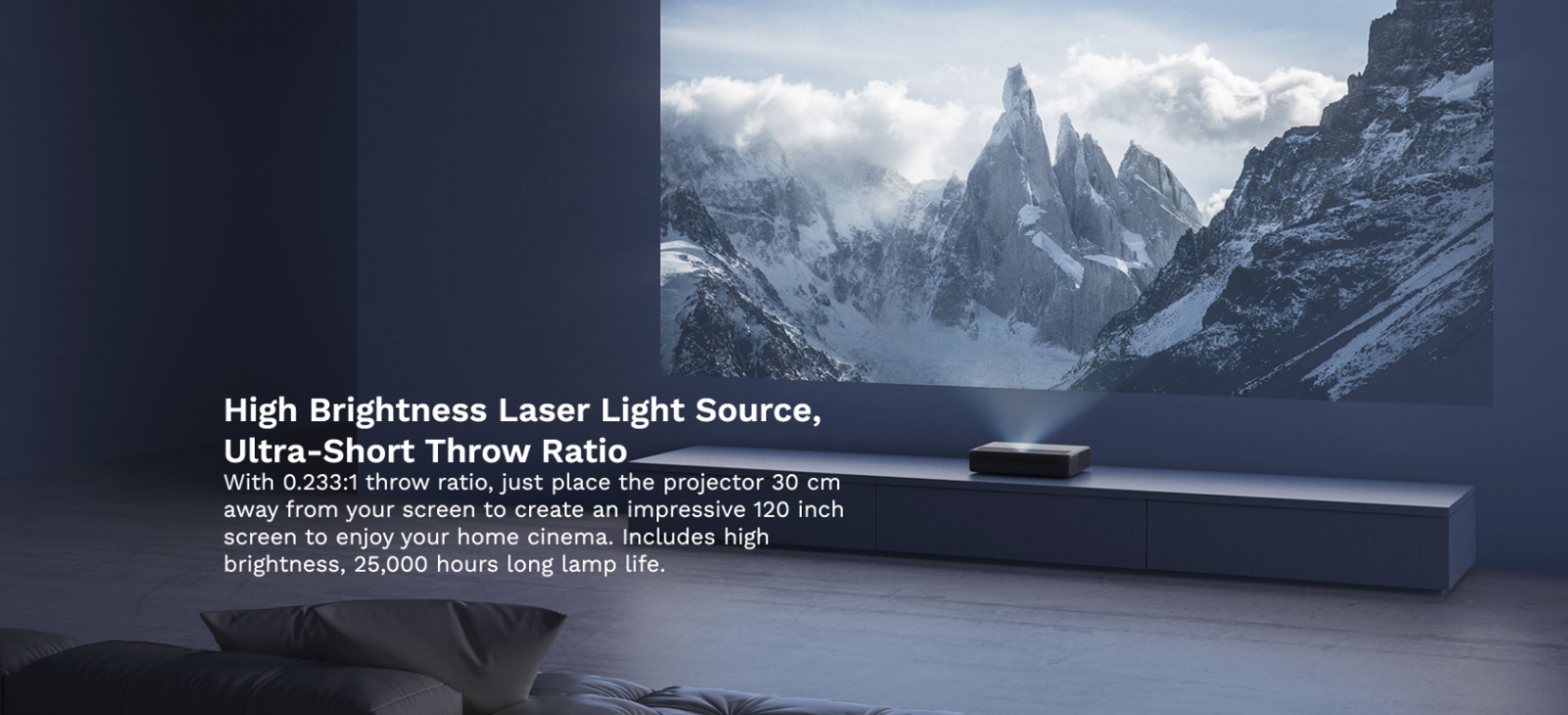 Проектор Xiaomi Mi Laser Projector BHR4152GL, Ultra-short throw, ALPD, 4K (3840 x 2160), 3000:1, 5000lm, Wi-Fi, Bluetooth, HDMI, USB - характеристика 2