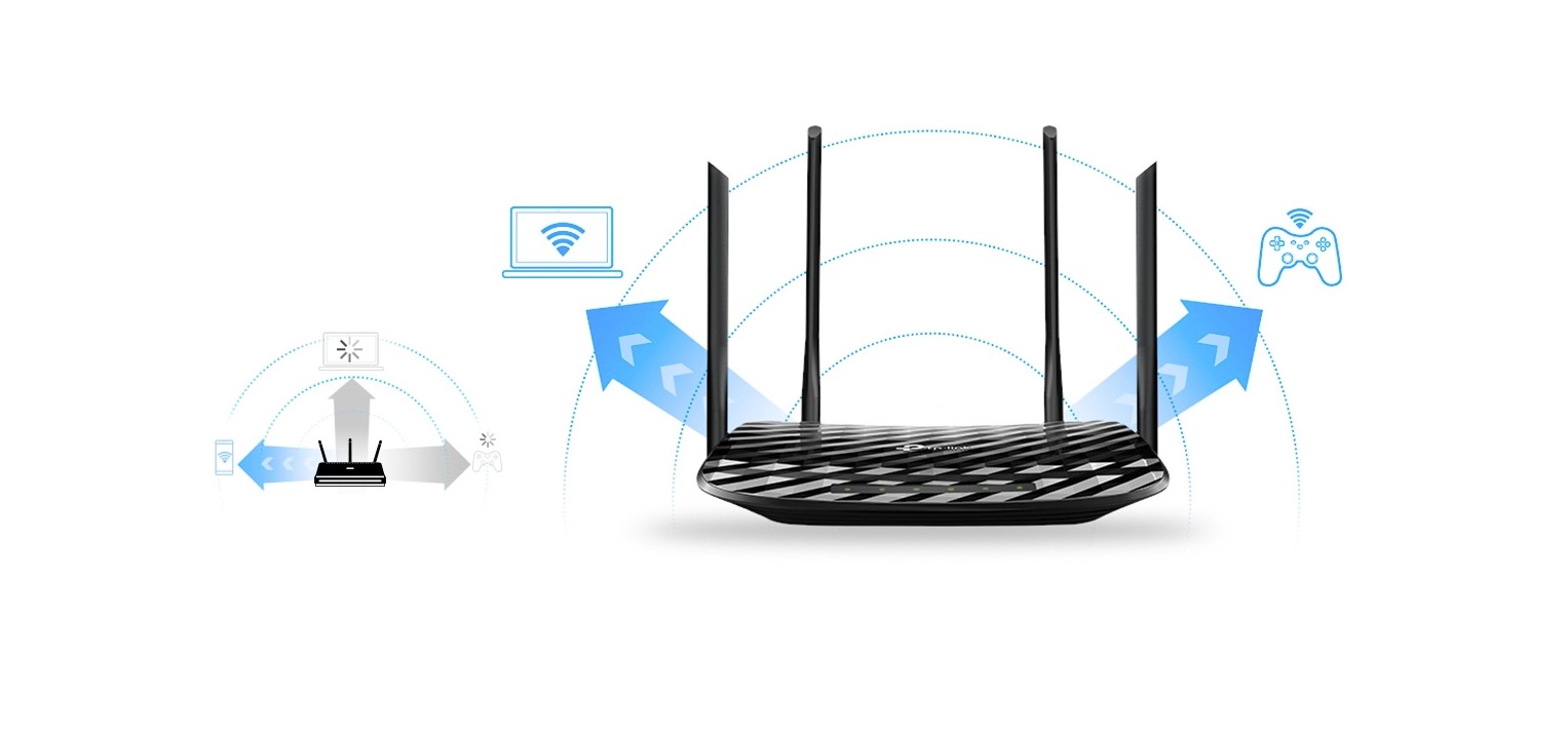 Рутер TP-Link Archer A6, AC1200, 2.4GHz(300Mbps), 5GHz(867Mbps), Wireless AC, 4x LAN 100/1000, 1x WAN 100/1000, 1x вътрешна антена, 4x външни антени - характеристика 5