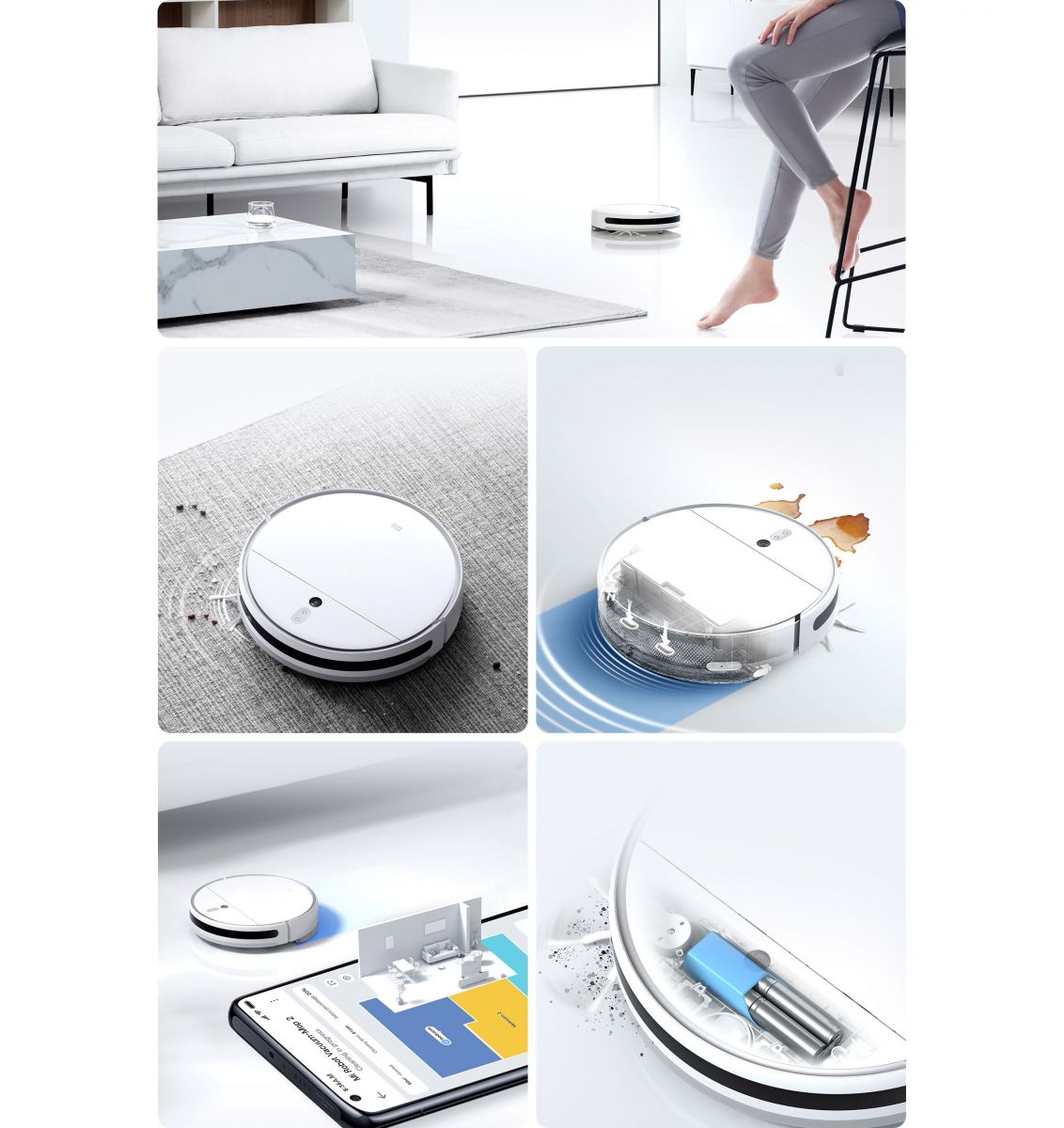 Прахосмукачка Xiaomi Mi Robot Vacuum-Mop 2 EU, робот, 0.55 л. капацитет на контейнера, бяла - характеристика 1