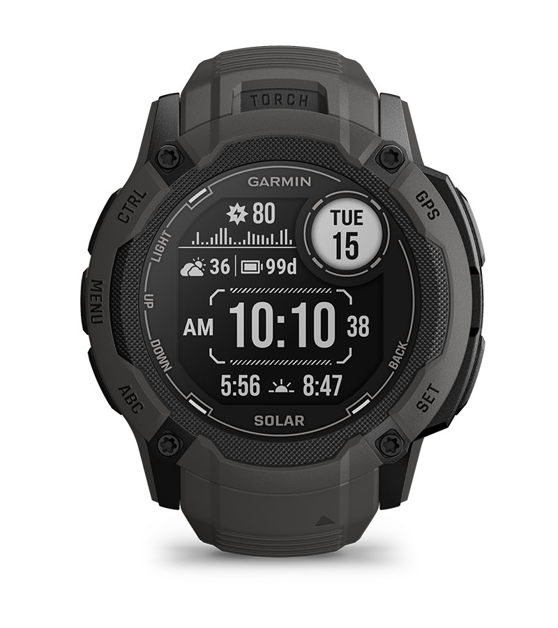 Смарт часовник Garmin Instinct 2X Solar Flame Red, 1.1" x 1.1" (2.7 x 2.7cm), MIP дисплей, до 60 часа време на работа в GPS режим, пулсомер, слънчево зареждане, GPS, фитнес режими, червен - характеристика 18