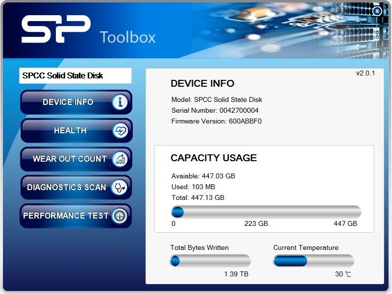 Памет SSD 960GB, Silicon Power Slim S55 (SP960GBSS3S55S25), SATA 6Gb/s, 2.5"(6.35 cm), скорост на четене до 500MB/s, скорост на запис до 450MB/s - характеристика 6