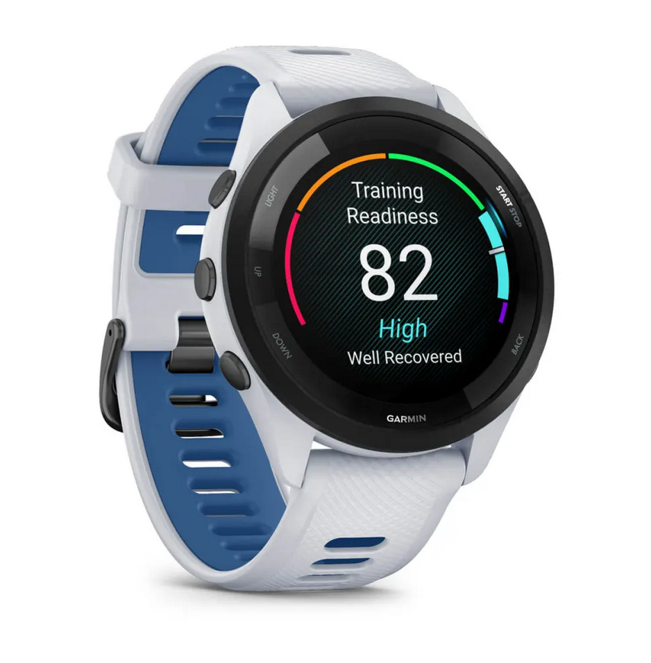Смарт часовник Garmin Forerunner 265 Tidal Blue, 32.5mm (1.3"), Bluetooth, Wi-Fi, до 13 дни време за работа, множество фитнес функции, профили за бягане, 8GB Flash памет, бял корпус със синьо-бяла каишка - характеристика 17