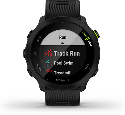 Смарт часовник Garmin Forerunner 55 Black, 1.04" (2.64 cm) MIP дисплей, до 14 дни живот на батерията, GPS, акселерометър, пулсомер, Connect IQ, хидратация, съвместим с Android и Apple устройства, черен - характеристика 9