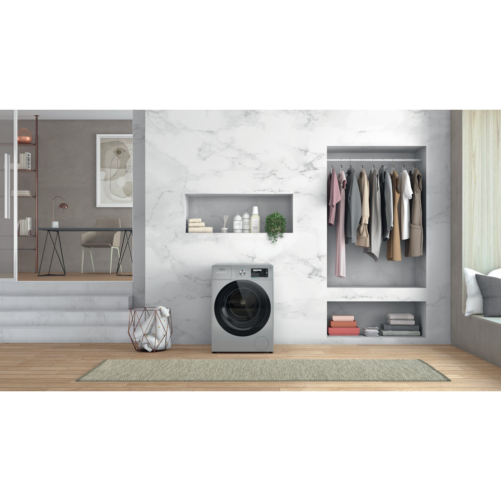 Перална машина Whirlpool W6 W945SB EE, клас B, 9 кг. капацитет, 1351 оборота в минута, свободностояща, 59.9 cm ширина, технология 6th SENSE, сребриста - характеристика 1