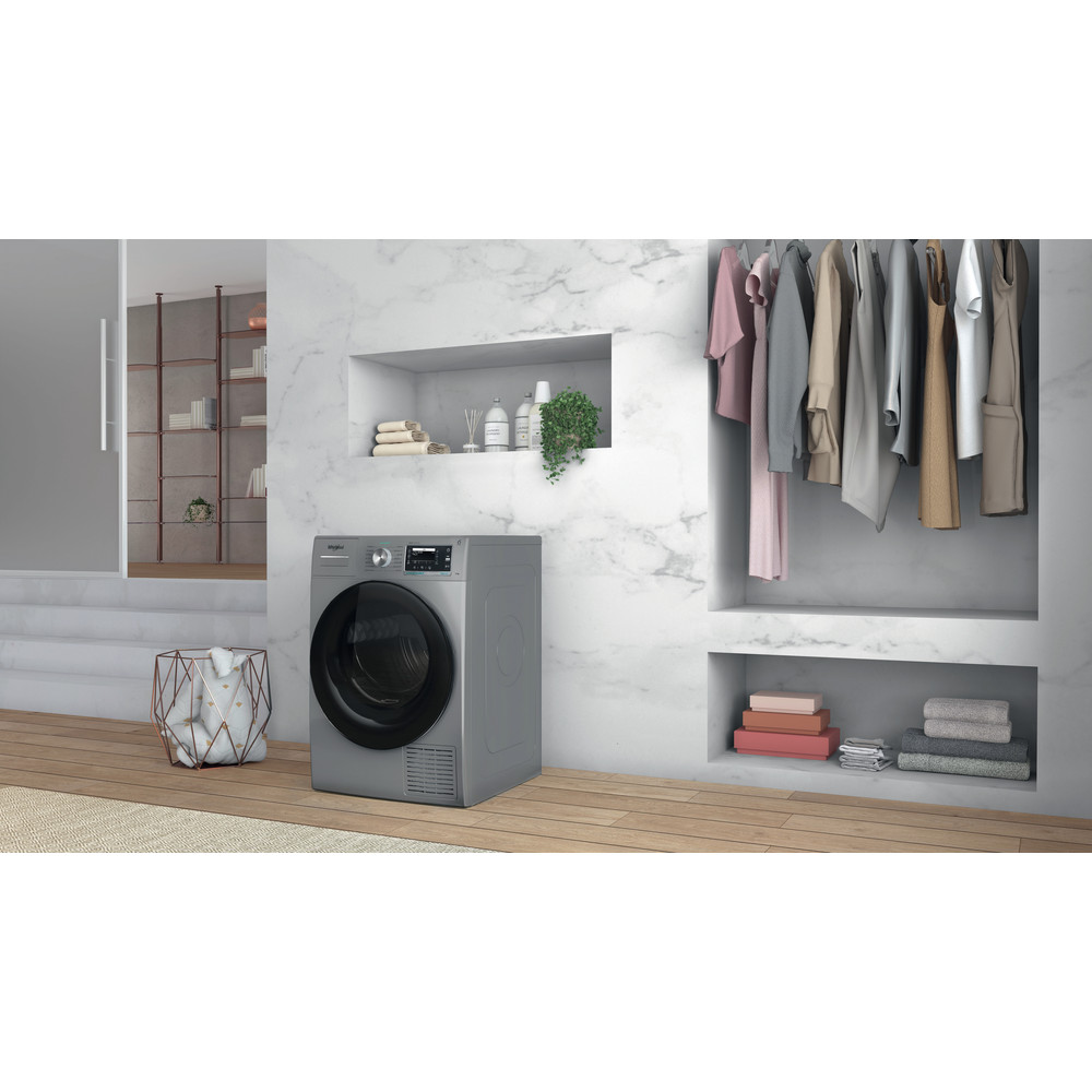 Сушилня Whirlpool W7 D93SB EE, 9 кг. капацитет, свободностояща, 59.7 см ширина, технология 6th Sense, сребриста - характеристика 1