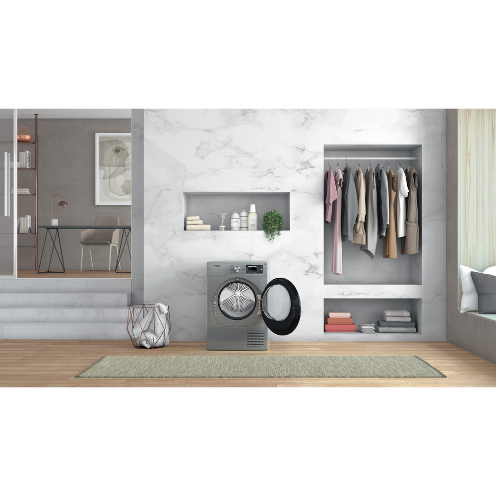 Сушилня Whirlpool W7 D93SB EE, 9 кг. капацитет, свободностояща, 59.7 см ширина, технология 6th Sense, сребриста - характеристика 2
