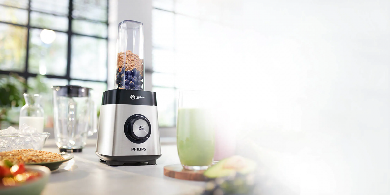 Блендер Philips HR HR3573/90, 1000W, 2.2 л, 35 000 об/мин, 4 програми, функция за плавно смесване, технология ProBlend Crush 6, инокс - характеристика 6