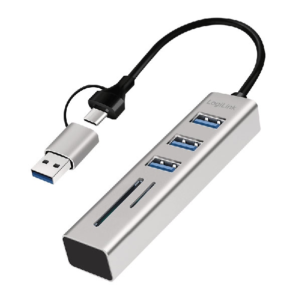 Cardreader + USB3A/C HUB, 3xUSB3.0,Logilink UA0445