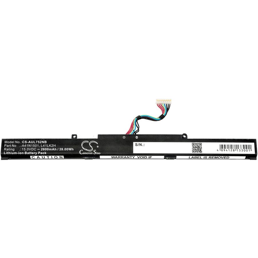 Батерия за лаптоп  ASUS GL752JW, VivoBook Pro N552VW-FI035T, VivoBook Pro N752VX-GC084T, A41N1501 LiIon 15V 2600mAh CAMERON SINO