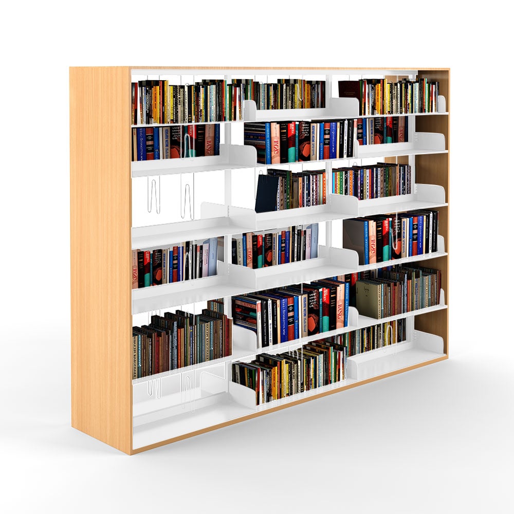 Етажерка RFG-библиотека, 2770 х 600 х 2070 mm, ПДЧ 18 mm, тиково дърво, бял метал