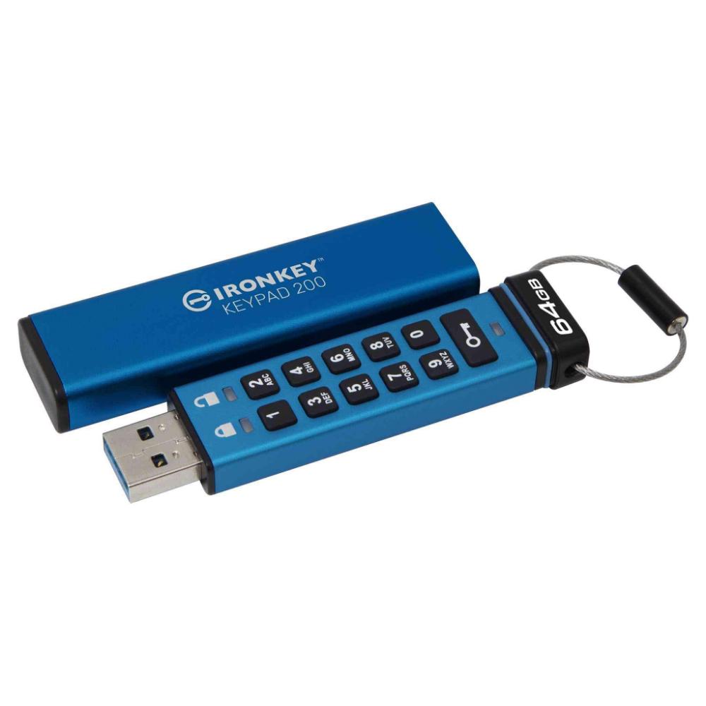 Kingston 64GB IronKey Keypad 200 FIPS140-3 Lvl3 AES-256 (IKKP200/64GB) (KINIKKP200-64GB)
