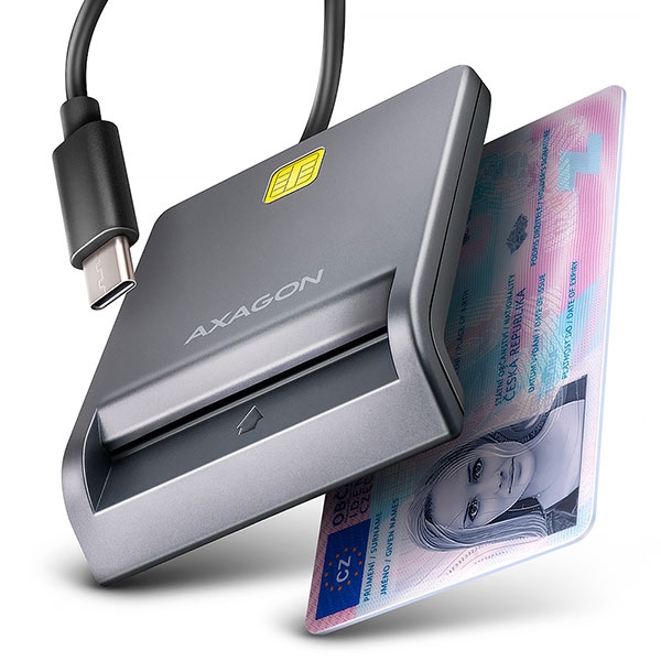 Cardreader USB2-C, Smart ID, Flat,AXAGON CRE-SM3TC