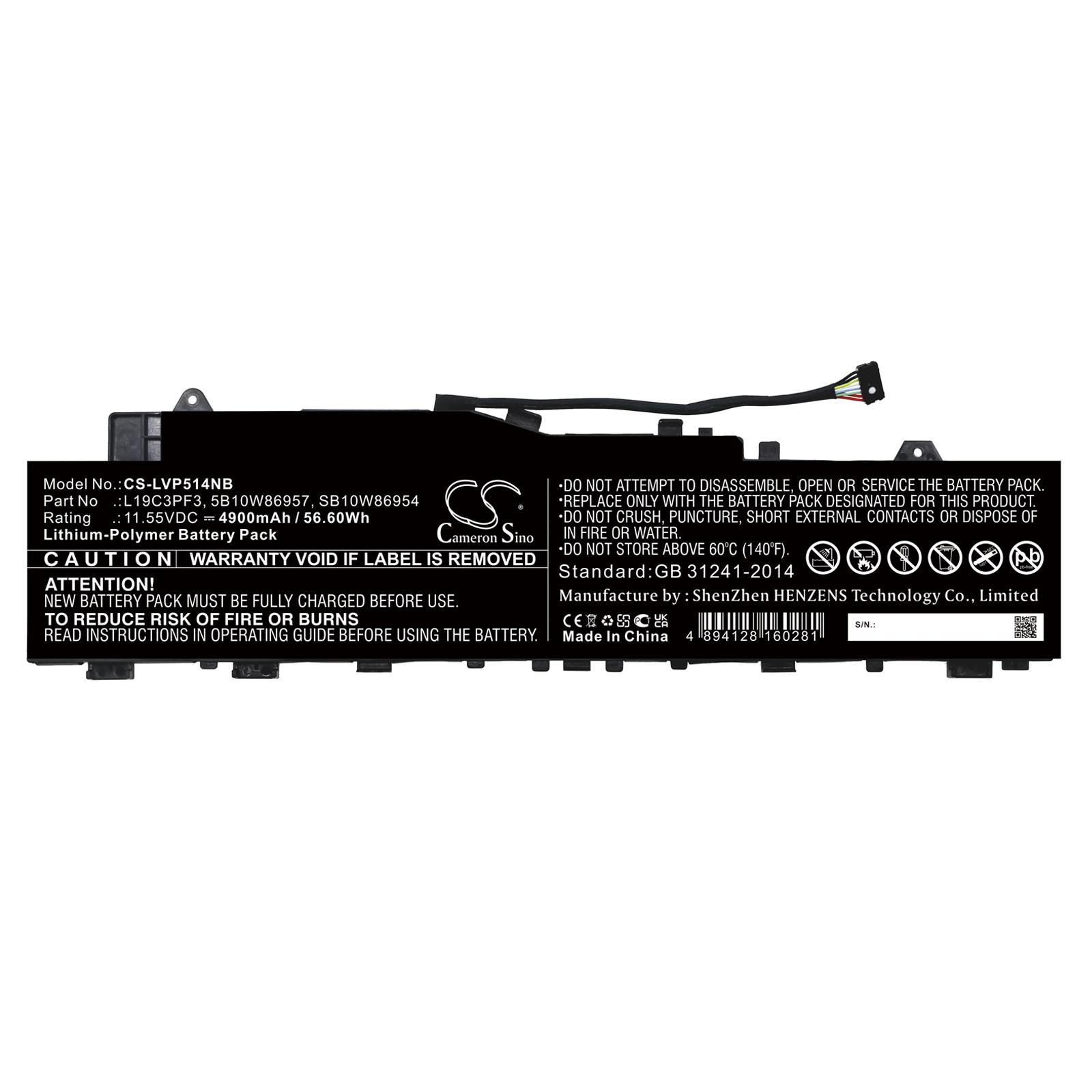 Батерия за лаптоп  LENOVO IdeaPad 5 14  L19C3PF3  LiPo 11.55V 4900mAh CAMERON SINO