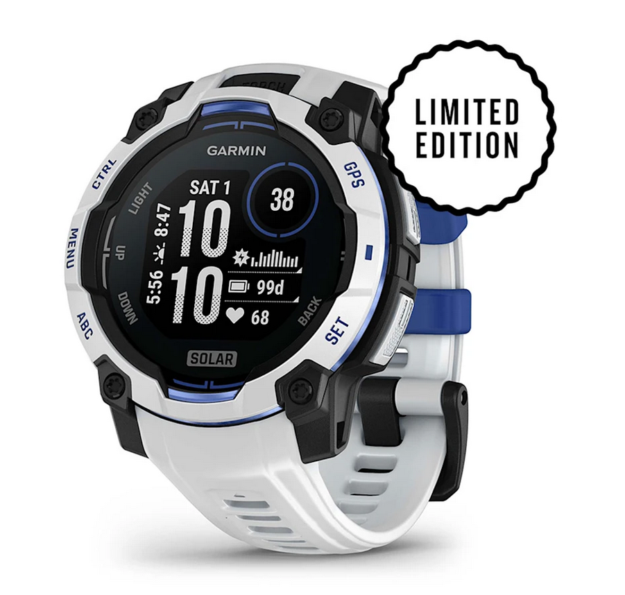 Instinct® 3 – 45 мм, Solar - Instinct 3 – 45 мм, Solar - Whitestone с Whitestone/Bolt Blue каишка
