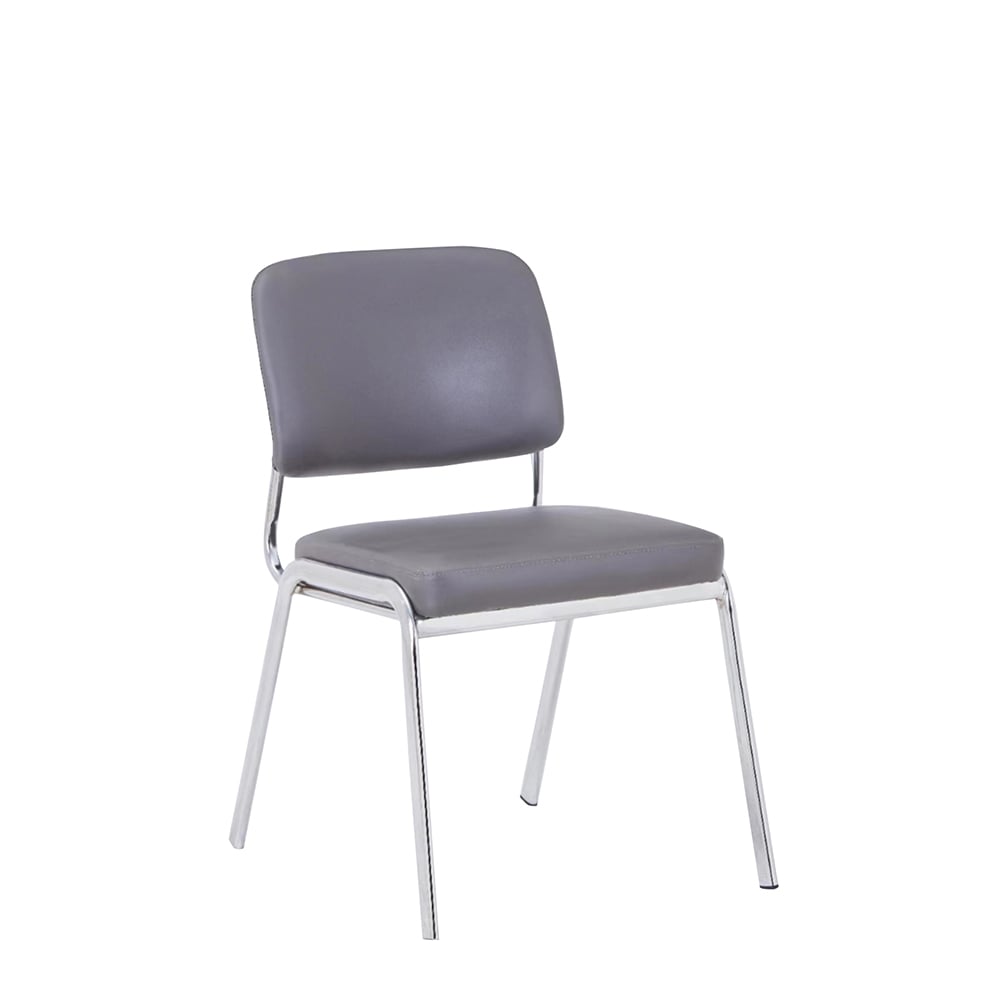 Посетителски стол RFG Slow M, екокожа, метална основа, до 120 kg, сив, 4 броя в комплект
