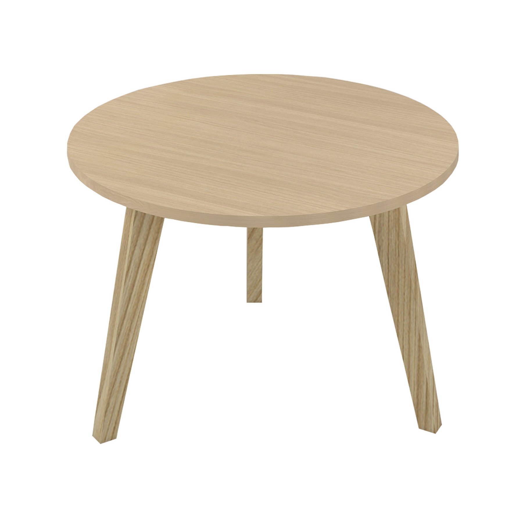 Ниска маса Narbutas Nova Wood, 700 x 700 х 480 mm, кръгъл плот, ПДЧ, меламин избелен дъб, дървени крака