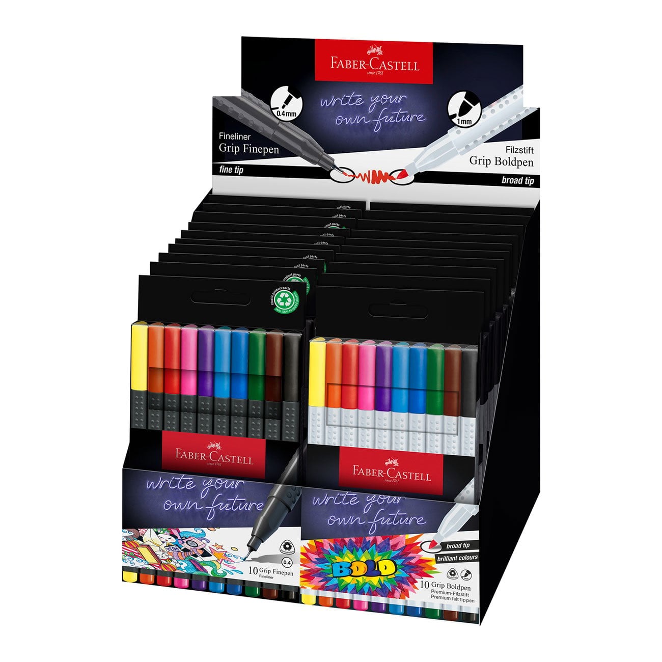 Faber-Castell Флумастери Grip Boldpen, в дисплей