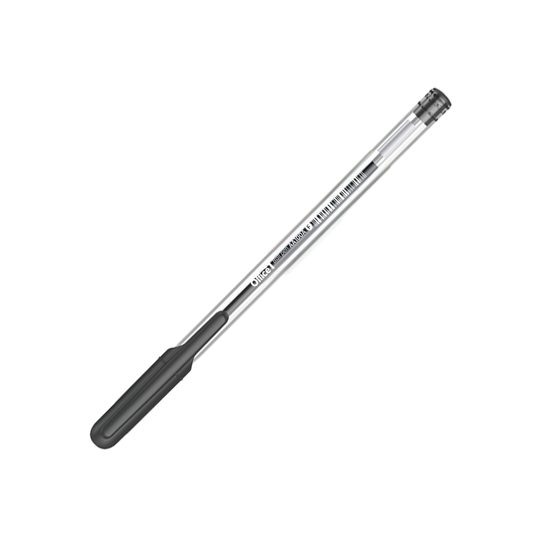 Office 1 Химикалка АА915, 0.7 mm, прозрачен корпус, черна