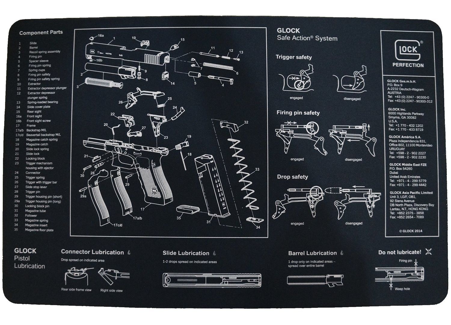 Подложкa за мишка Glock - bench mat Gen4, M, мека, черна