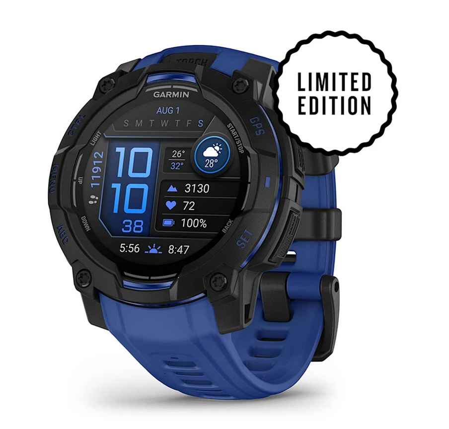 Instinct® 3 – 45 мм, AMOLED - Instinct® 3 – 45 мм, AMOLED - Black с Bolt Blue/Black каишка