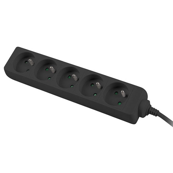 Power strip Lanberg 5x, w/3m cable, Black