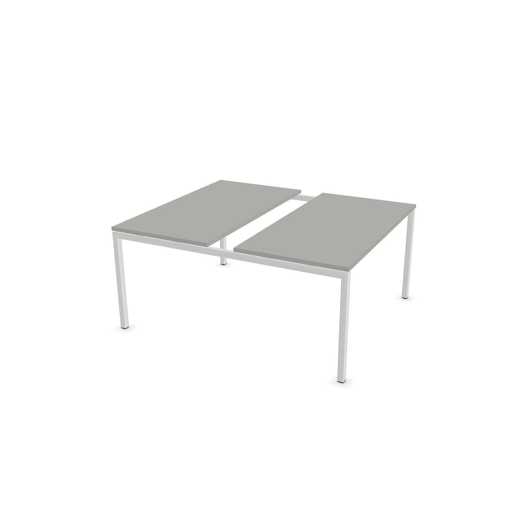 Заседателна маса Narbutas Nova, 1400 x 1640 х 740 mm, правоъгълен плот, ПДЧ 25 mm, перленосив меламин, бял метал, крак тип U