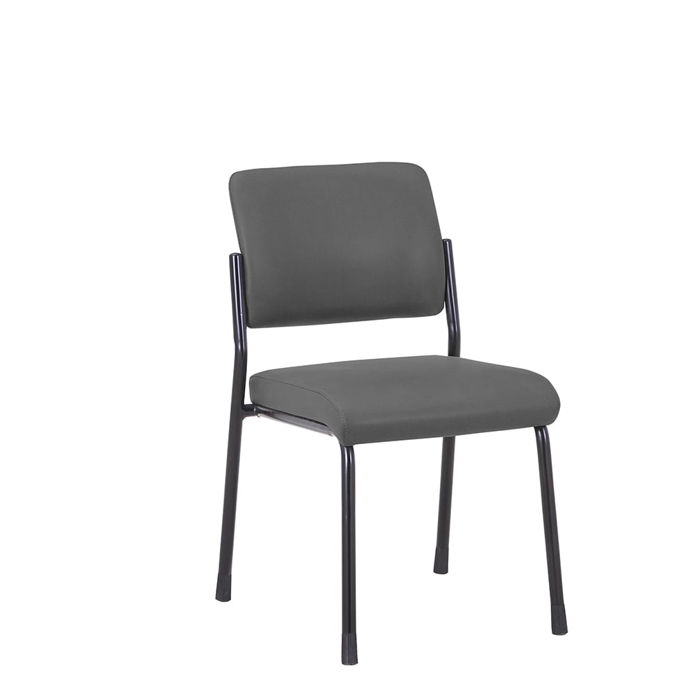 Посетителски стол RFG Solid M, екокожа, метална основа, до 150 kg, сив, 4 броя в комплект
