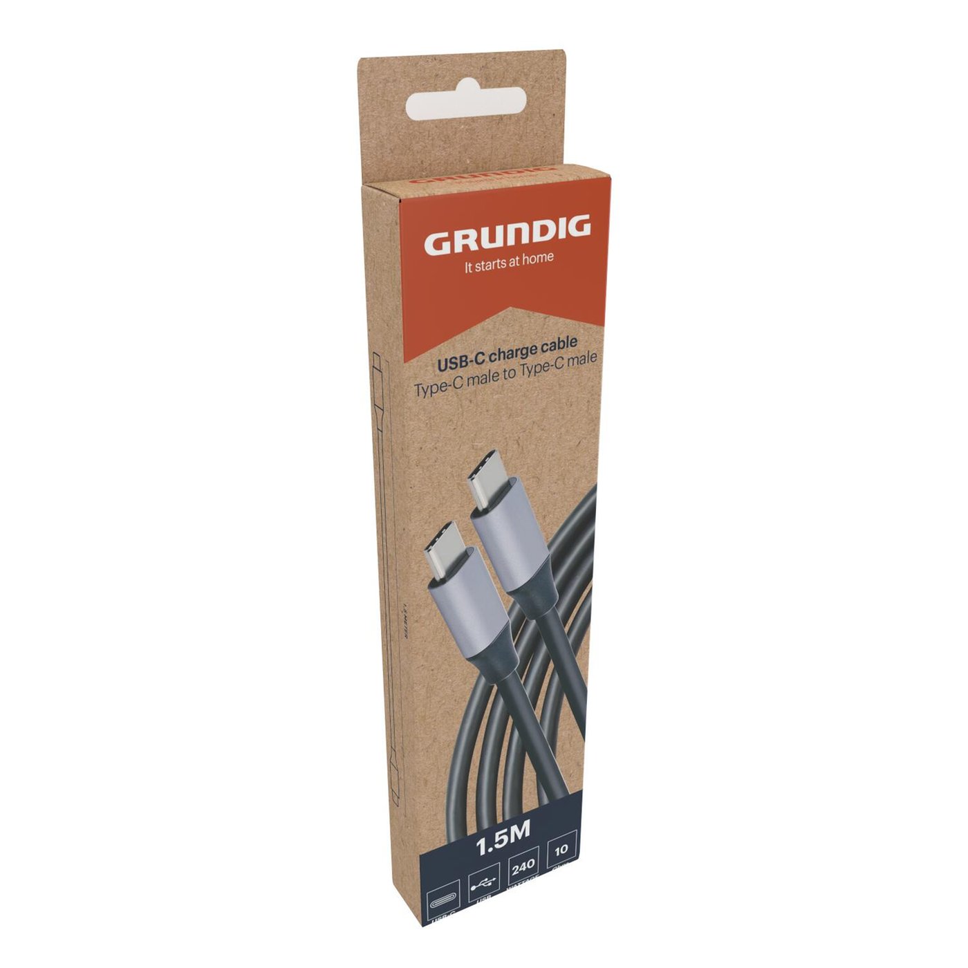 Grundig Кабел USB-C към USB-C 1.5 м 240W 10Gbps