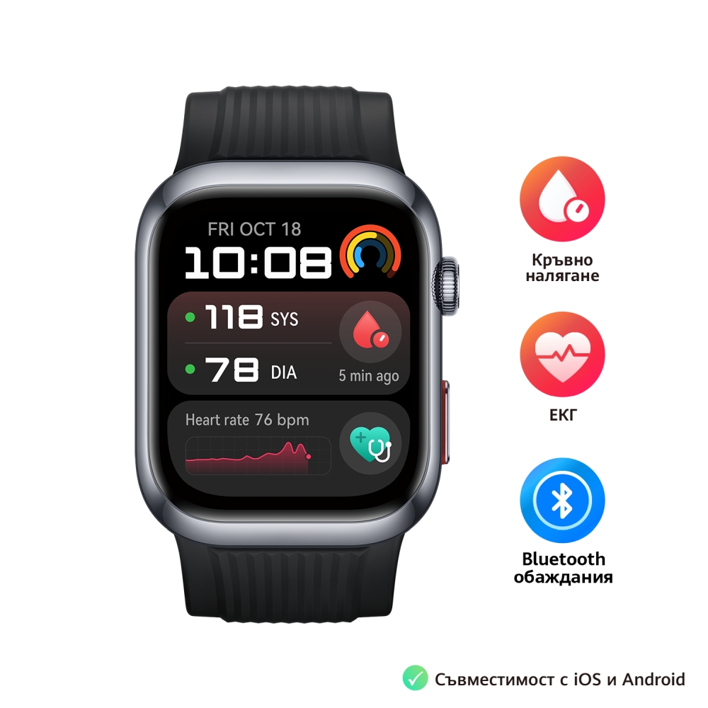 Huawei Watch D2 LCA-B10, Black , 1.82" Amoled, Airbag/Strap Size 26mm, Ambulatory 24H Blood Pressure, HR monitoring PPG 6.0, Rotating crown, IP68, Speaker&Micophone, Dual-band, Battery 524mAh + Huawei FreeBuds SE 3 ULC-CT020 Black