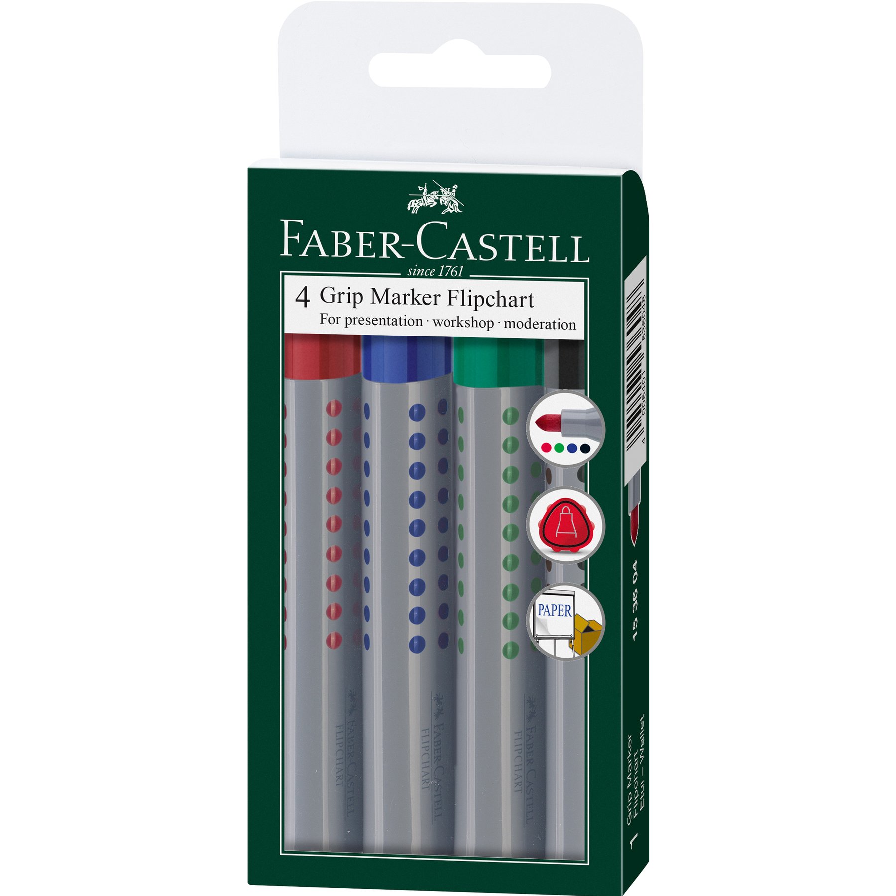 Faber-Castell Маркер за флипчарт Grip, объл, 4 цвята